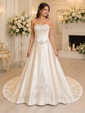 NWT Champagne Wedding Gown Corset Bridal Gown Size 10 Wedding Dress